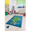 Tapis rectangulaire vert / bleu en velours tissé à la machine-1820093694