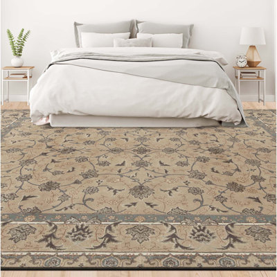 Tapis beige noué à la main de haute qualité