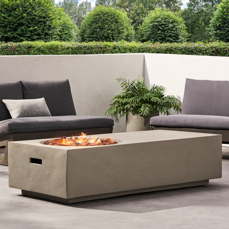 50,000 Grey Magnesium Oxide Patio Fireplace, Modern Look Fire Pit, Rectangle Shape, Hue