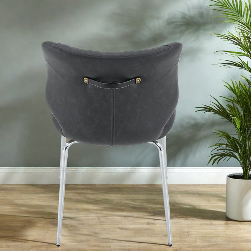 Chaises de salle à manger de qualité supérieure gris foncé, cuir de cheval fou, style moderne, idéal pour la maison