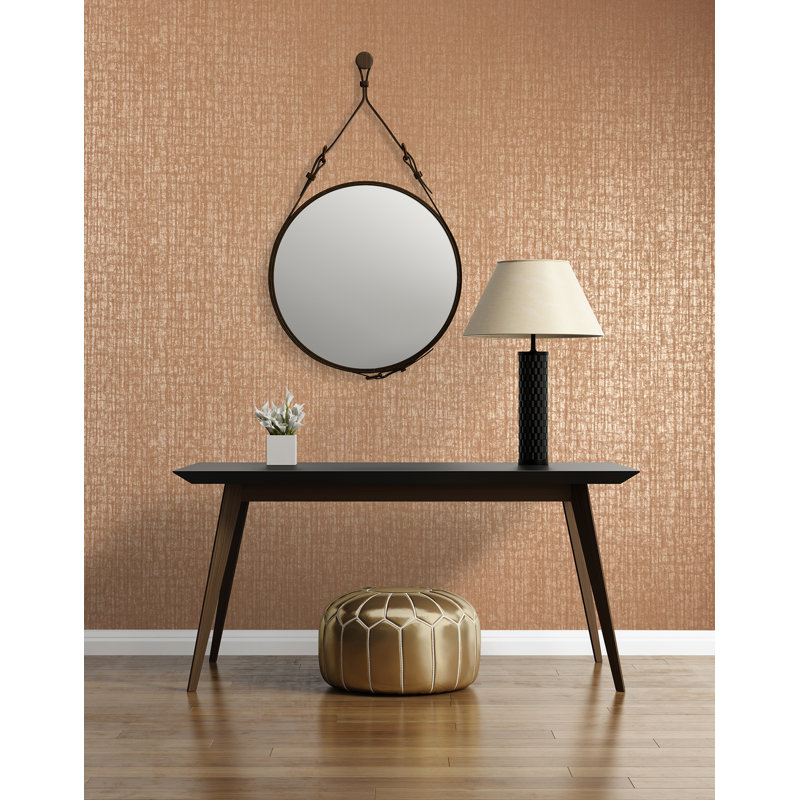 Adonea Zeus Textured Metallic 33' L x 21" W Wallpaper Roll, Burly Wood