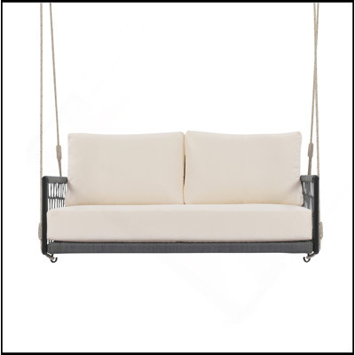 1-Piece Woven Rope Outdoor Swing Sofa with Soft Cushions Seating 2 for Patio, Courtyard and Balcony (Beige)