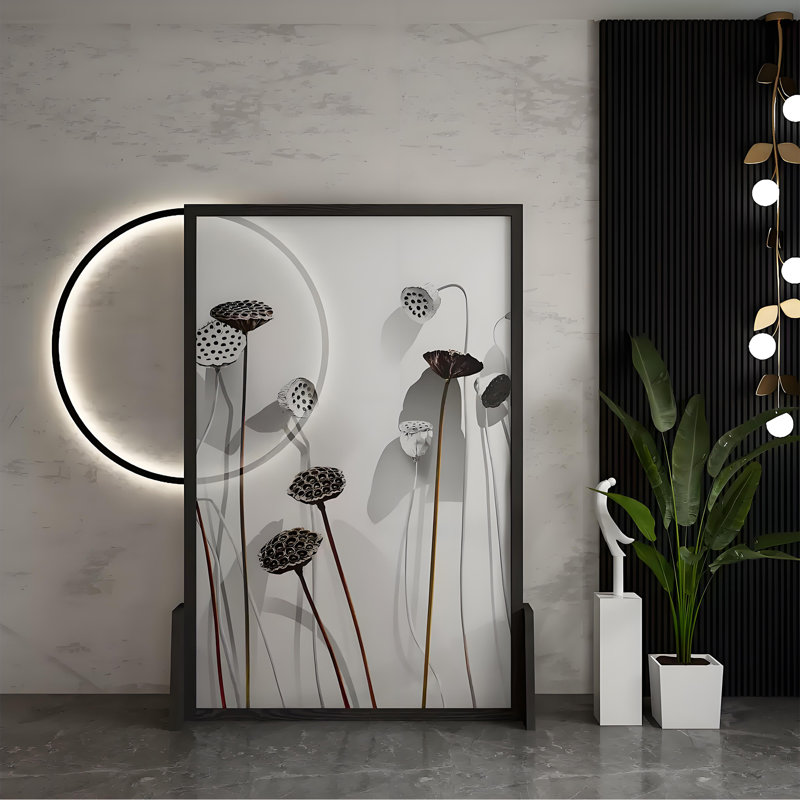 Écran Lotus Pod, 70.87"H x 55.12" W x 1.57" D, Noir / blanc / gris