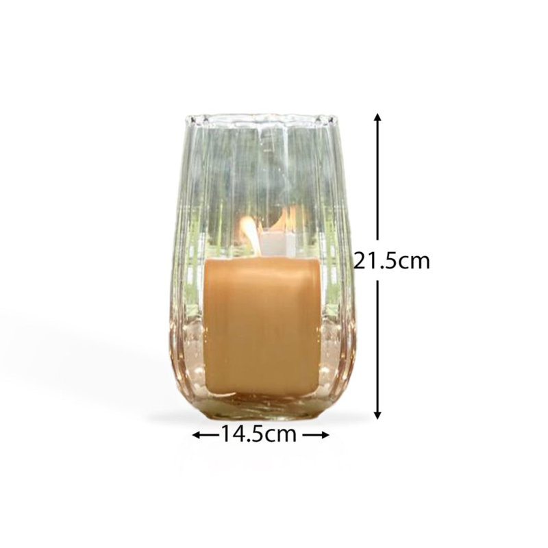 Glass Tabletop Tealight Holder, 14.50cm H x 14.50cm W x 21.50cm D, Clear