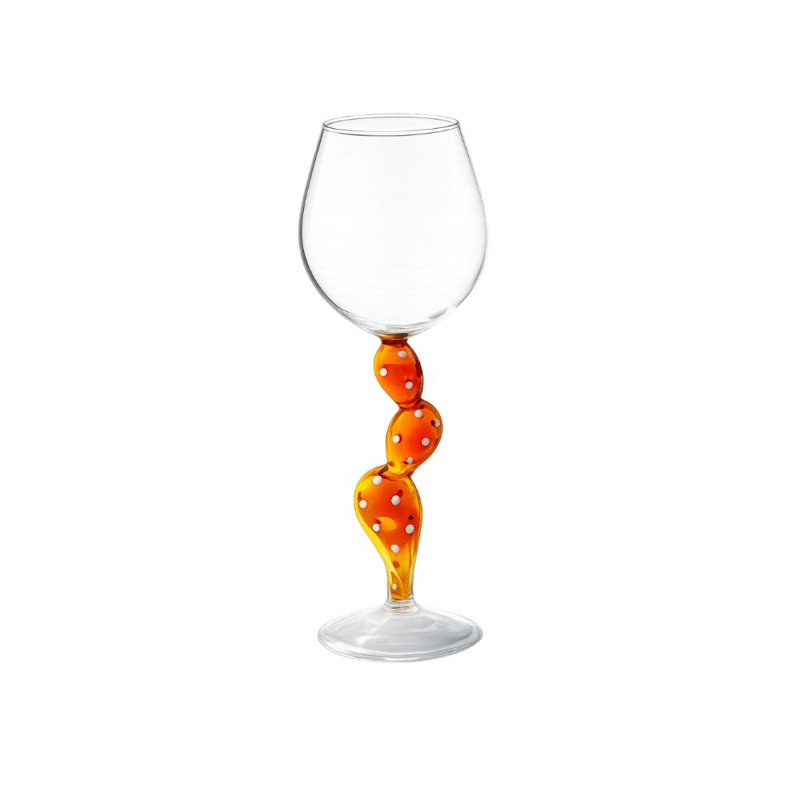 Desert Plants - Stemmed Glass Cactus Yellow 11.8 Oz, Amber