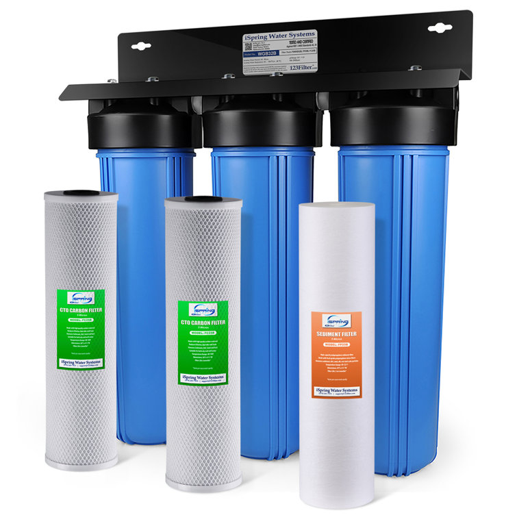 iSpring 3-Stage Whole House Water Filtration System With 20-Inch Sediment And Carbon Filter