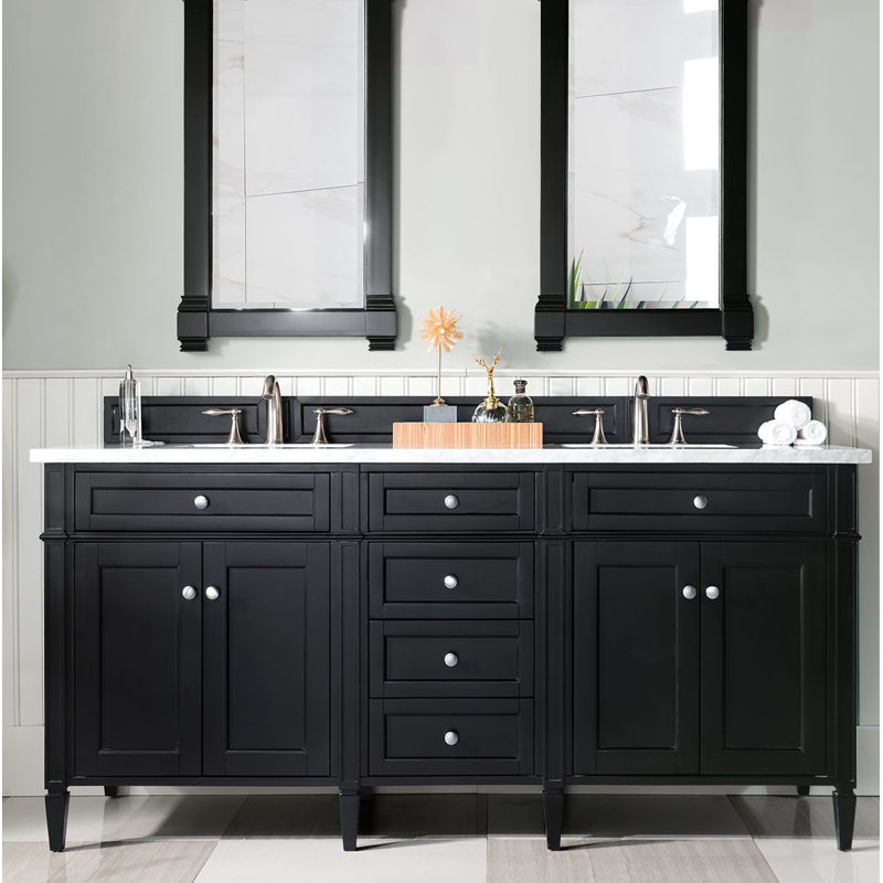Brittany 72'' W Double Bathroom Vanity Base, Bright White