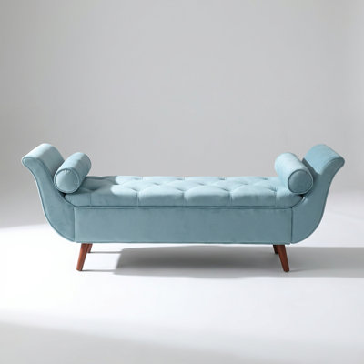 Vintage Tufted Long Storage Bench with Classic Retro Design and Velvet Upholstery