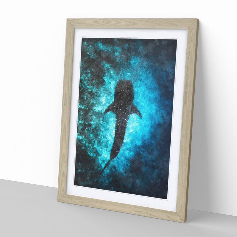 Whale Shark - Framed Print, 36cm H x 27cm W x 2cm D, Oak