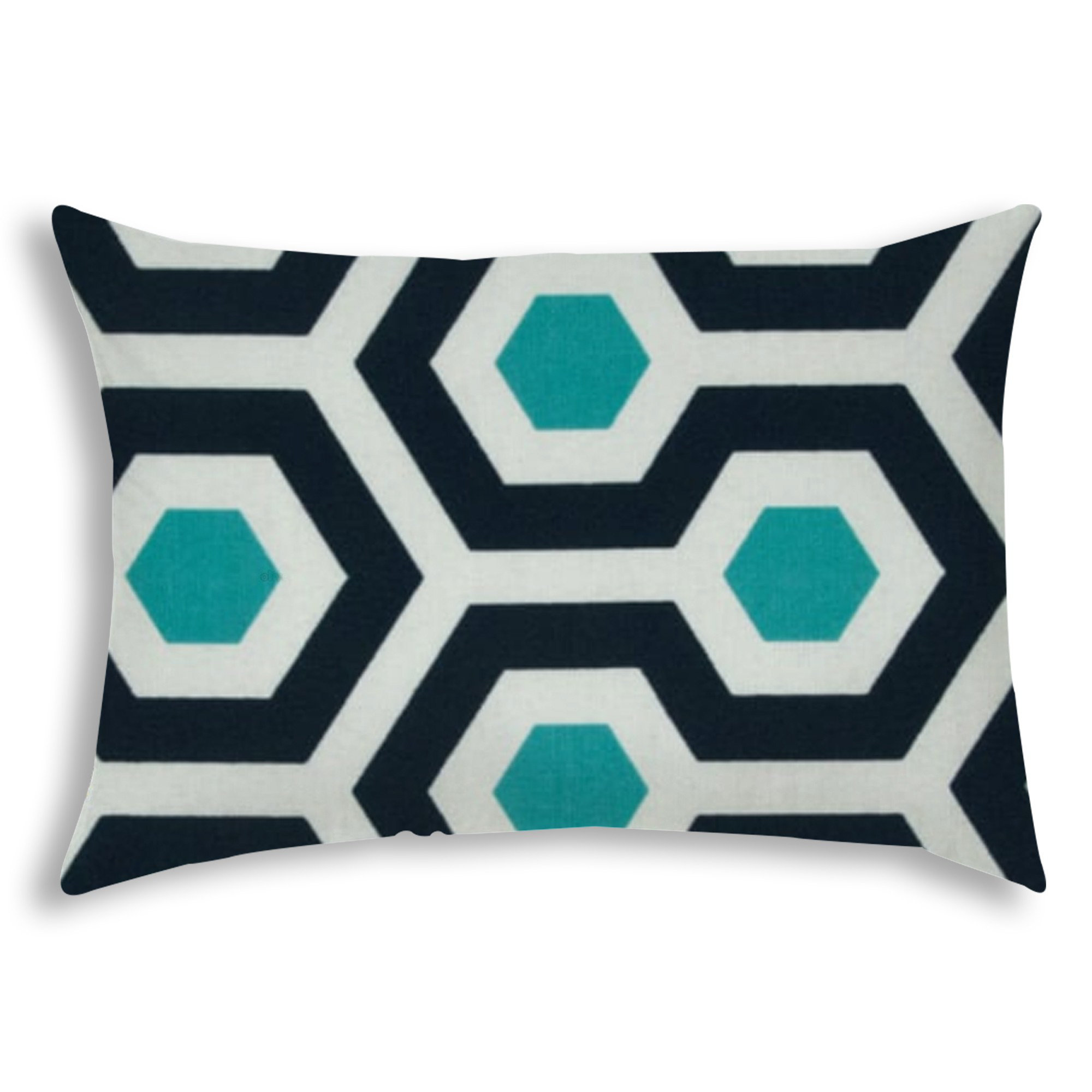 Blue and Ivory Geometric Indoor Outdoor Patio Throw Pillow by World Market