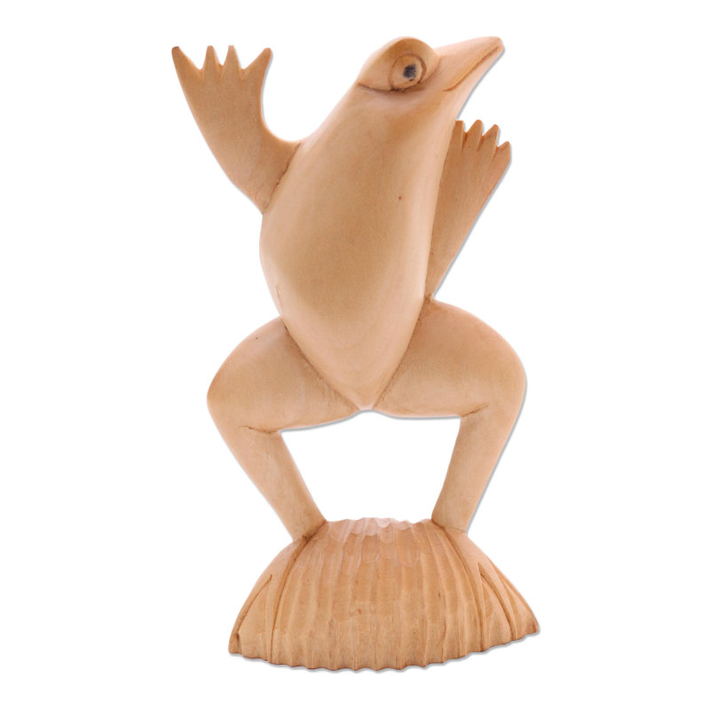 Statuette grenouille et bois