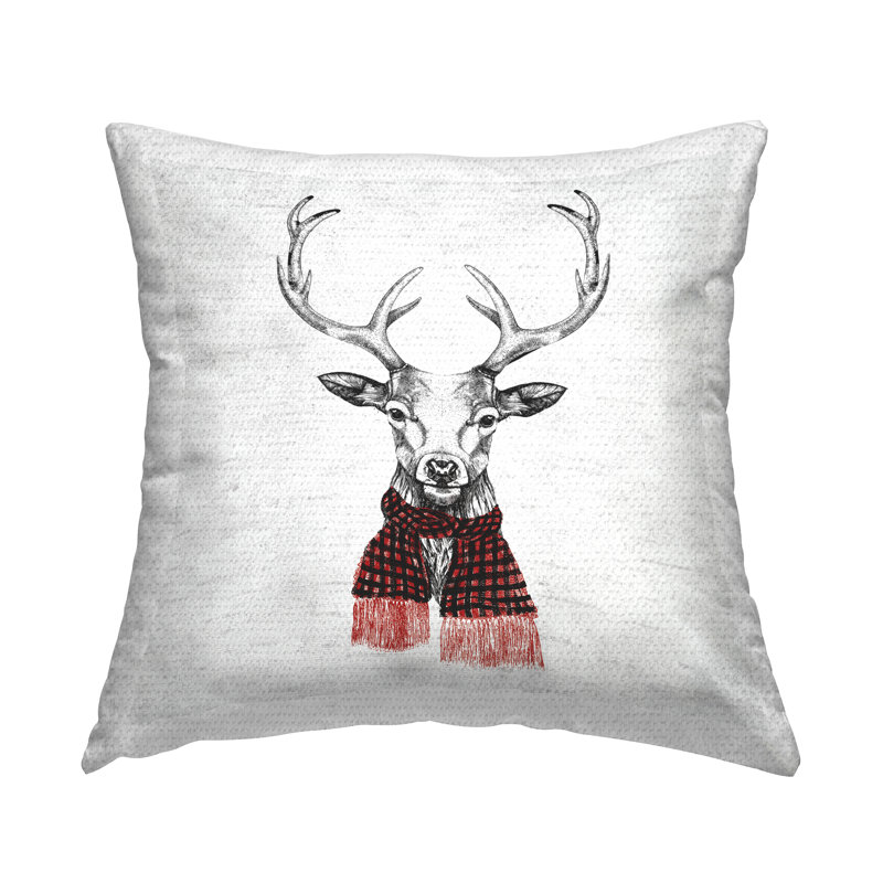 Coussin d'extérieur imprimé écharpe d'hiver Winter Deer