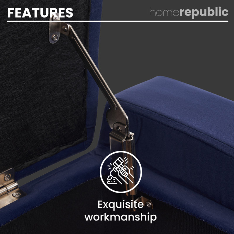 Polyester Upholstered Bench, Navy