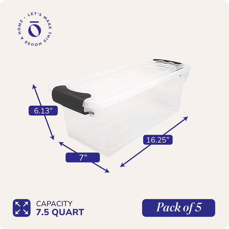 Homz Plastic Storage Tub & Tote, Gray
