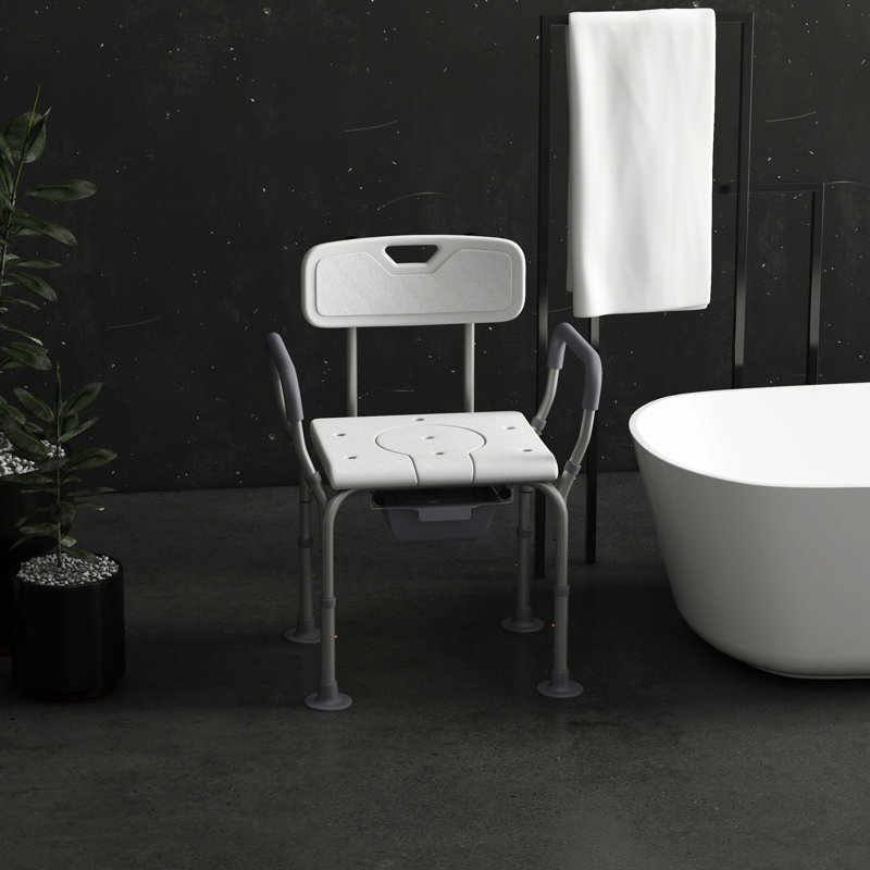 31 Shower Seat - Detachable Bucket For Elderly, White Height Adjustable Chair Seniors,