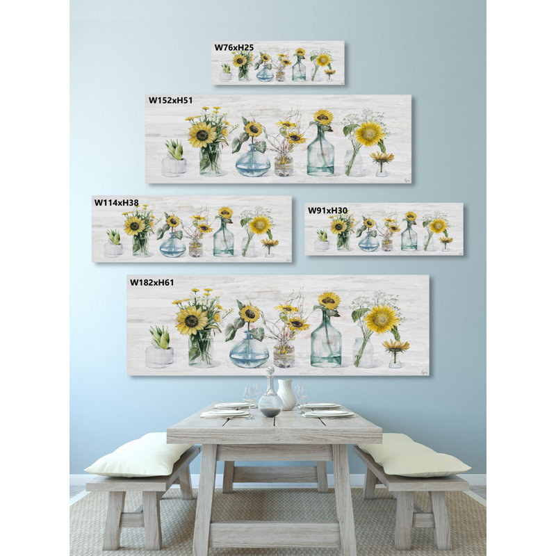Sunflower Delight by Parvez Taj - 1 Piece Wrapped Canvas Painting, 30cm H x 91cm W