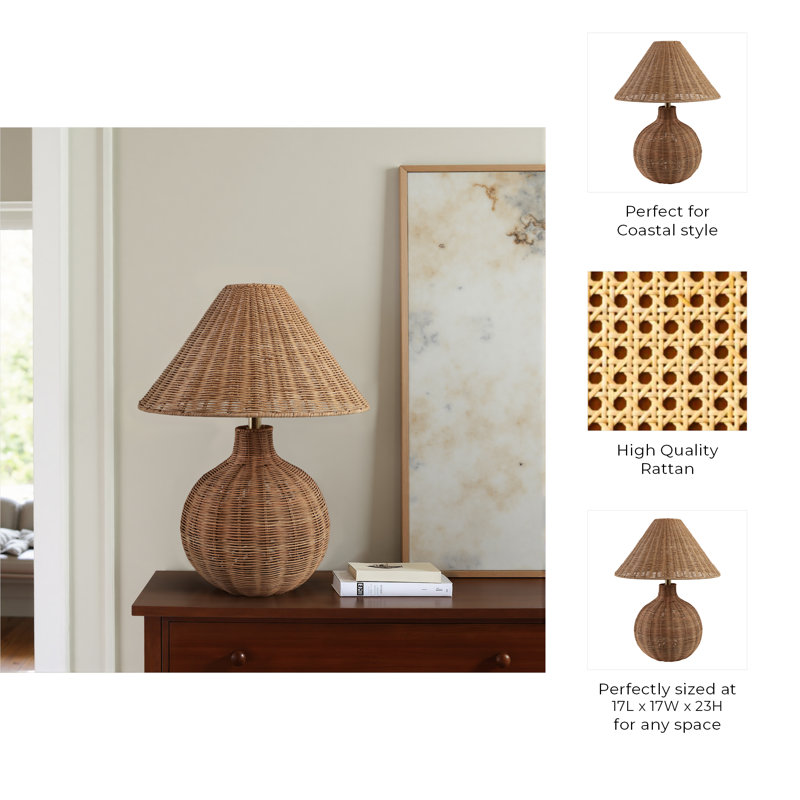 Sagebrook Home 23X20" Woven Rattan Table Lamp, Natural