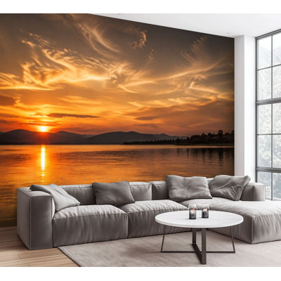 Wall Mural Peel and Stick Wallpaper sea ocean coastal Sunset water Self-Adhesive Removable Contact Paper Wall Decor for Living Room Bedroom 100"H x 144"W