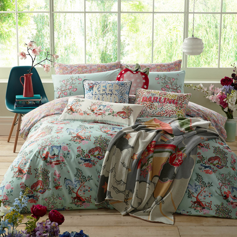 Painted Kingdom Mid Blue Bedset, Super King - 2 Standard Pillowcases