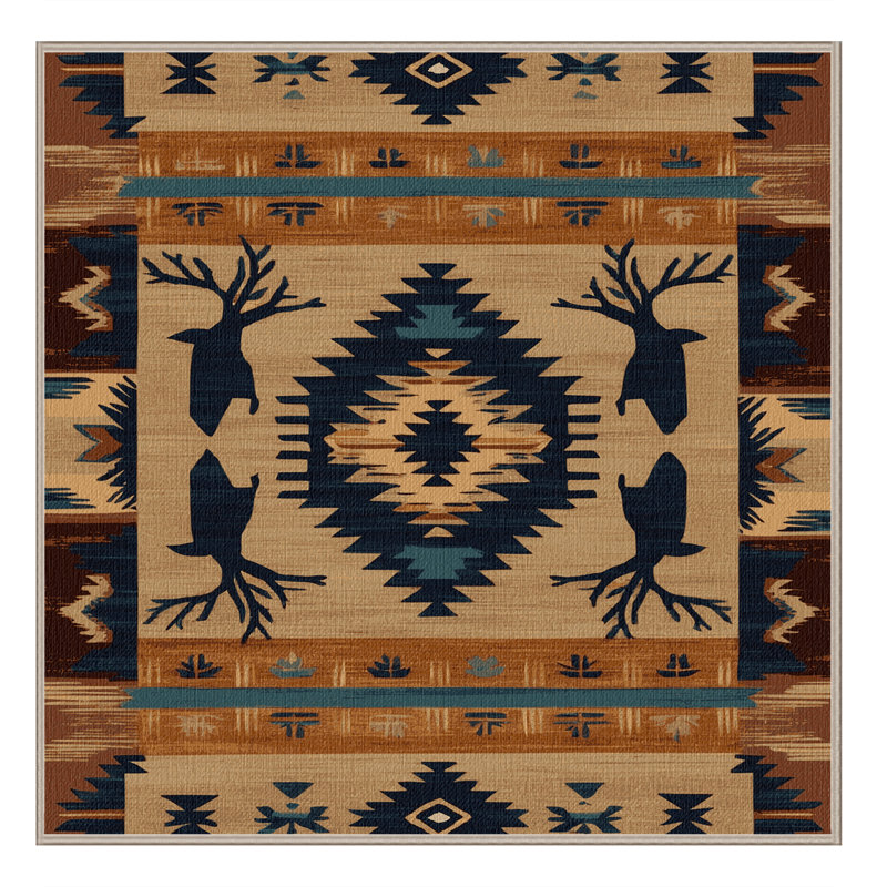  Tapis lavable de style sud-ouest cerf, Carré 6 pi