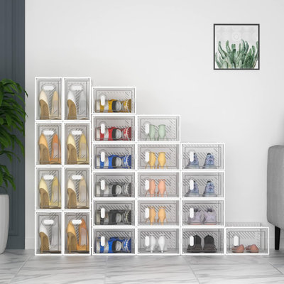 Shoe Box,12 Pcs Shoe Storage Boxes Clear Plastic Stackable, Shoe Organizer Containers With Lids