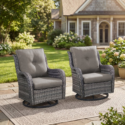 Swivel and sliding wicker patio chairs