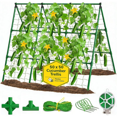 50x50 A-frame Cucumber Trellis For Raised Beds, Garden Trellis For Climbing Plants Outdoor, Plant Support For Cucumbers, Peas, Zucchini, Squash, Tomatoes, Green Beans, Melons And Pumpkins