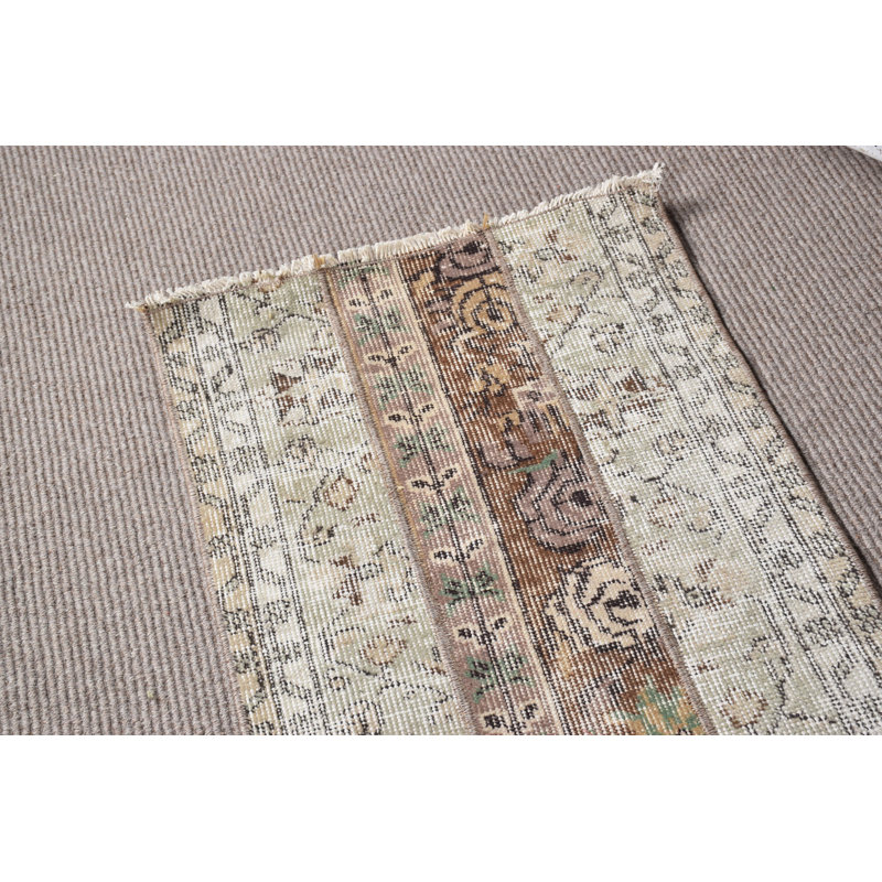 Handwoven Turkish Rug in Neutral Colors with Ornate Bohemian Patterns for Unique Home Decor