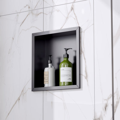 12" W x 12" H Single-Tier Recessed Shower Niche with Shelf, Waterproof Stainless Steel Wall Niche - No Tile Needed