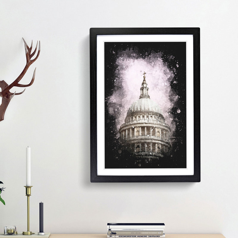 St. Pauls Cathedral - Framed Print, 87cm H x 62cm W x 2cm D, Black Framed