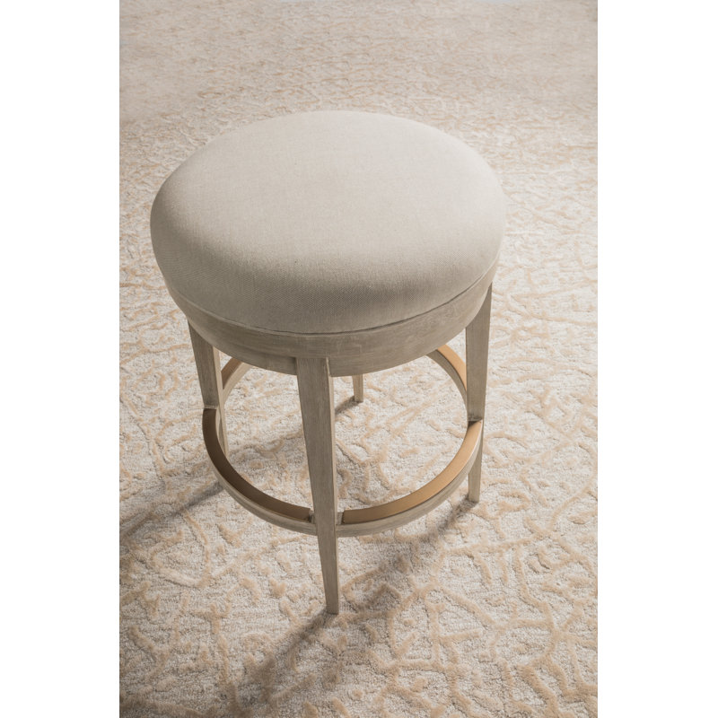 Cohesion Swivel Upholstered Stool, Counter Stool (24.75” Seat Height), Bianco