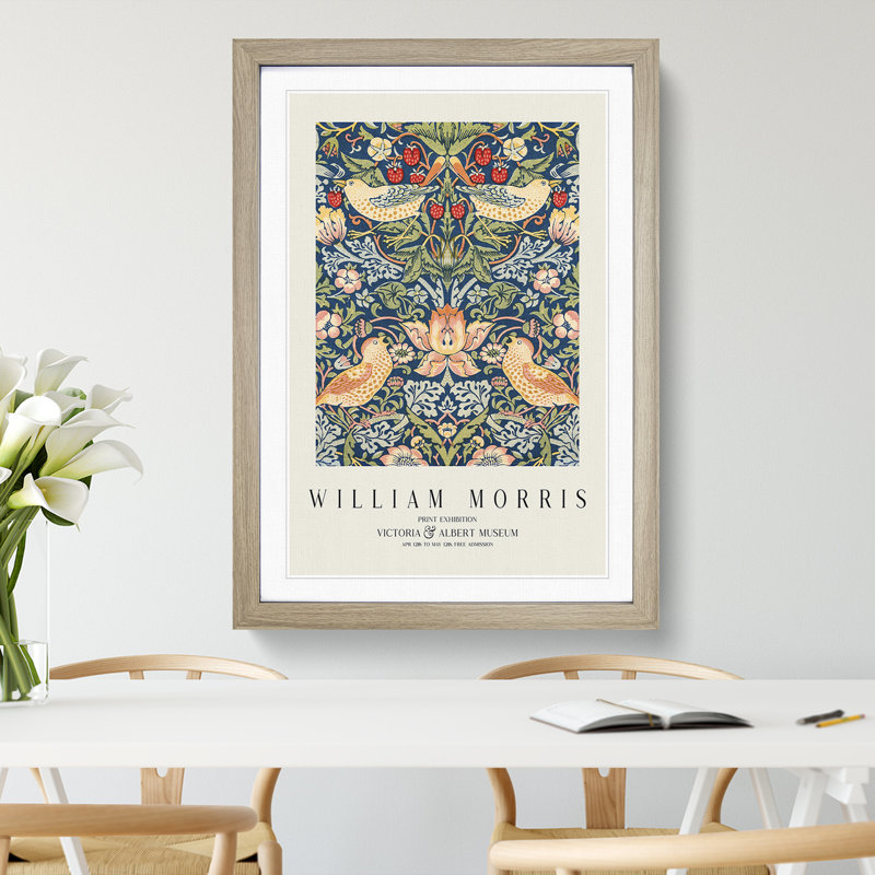 Strawberry Thief Vol.1 by William Morris - Single Picture Frame Print, Oak Framed, 48cm H x 36cm W x 2cm D