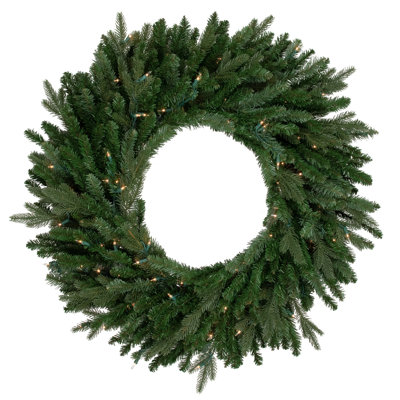 Pre-Lit Grande Spruce Artificial Christmas Wreath 48-Inch Clear Lights -  Northlight Seasonal, NORTHLIGHT V94175