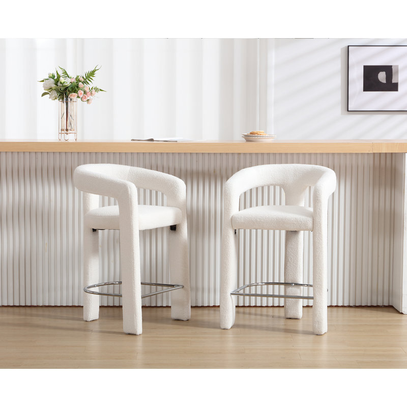 Modern Barrel Counter Chair With Armrests And Stirrups For Kitchen Islands, Bar Bars And Counters Seat Height 26.25”, 2