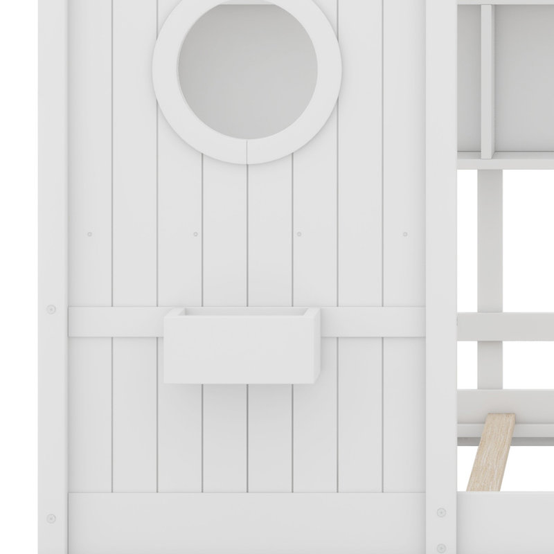 Lit sur pied avec tablette de rangement, Blanc