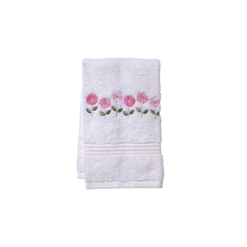 Fingertip Towel, White/Pink