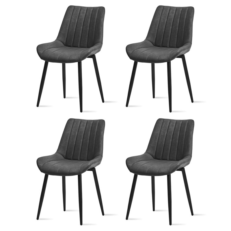Dining Room Chairs,Faux Leather Kitchen Chairs With Metal Legs, Grey, 2
