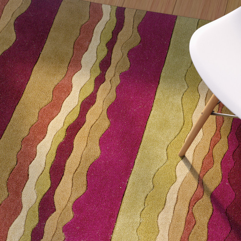 Marisela Handmade Rug Rust And Green, Rectangle 5' x 7'