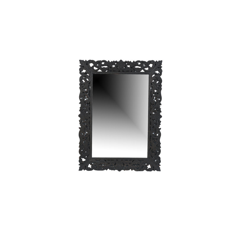 Harleen Solid Wood Flat Mirror, Black