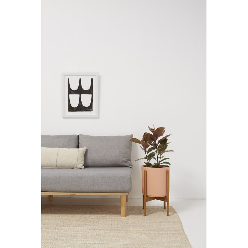 Pot à fleurs en grès Riverside, Pêche / teck, H 20,25 po x l 17,5 po x P 17,5 po