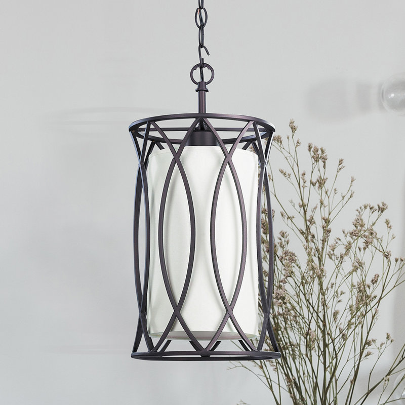 Luminaire suspendu à tambour simple à 1 lumière Tadwick, H 17 po x l 8,38 po x P 8,38 po