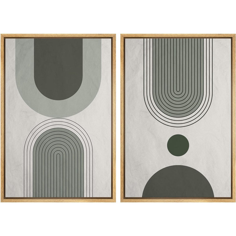 «Mid Century Modern Boho Green», motif géométrique pastel de formes abstraites bohémiennes sur toile, reproduction de 2 pièces