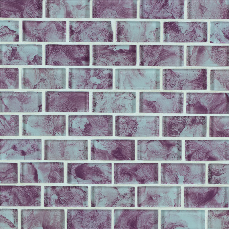 Carreau de mosaïque en verre à bord droit 1 "x 2" pour piscine, Brise mauve