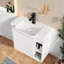 Meuble-lavabo blanc brillant avec lavabo en céramique