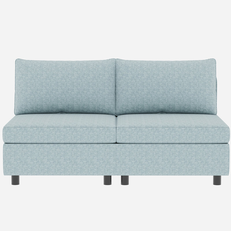 Canapé modulaire modulaire avec rangement sous le siège, canapé-lit, salon confortable et sans accoudoirs en tissu de chenille bleu antique pour canapé, rangement convertible, canapé modulaire, ressort à haute éponge