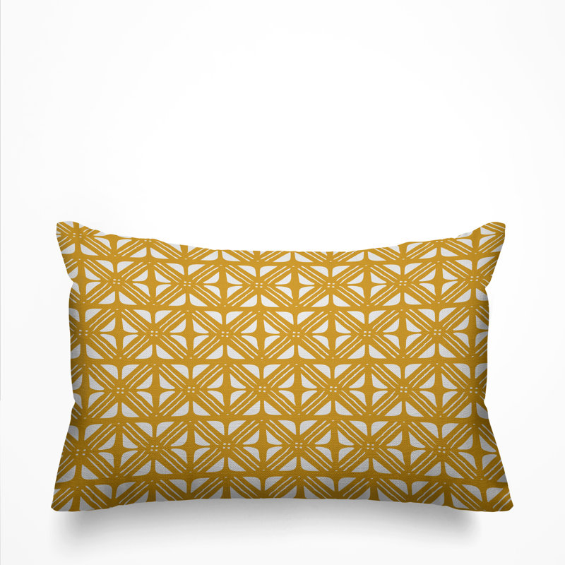 Housse de coussin d'extérieur carré et insert, Jaune, 14 po x 20 po, Rectangle