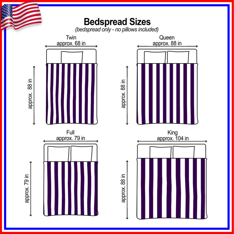 Purple White Stripes Bedding Stripes Bedspread Pattern, Twin