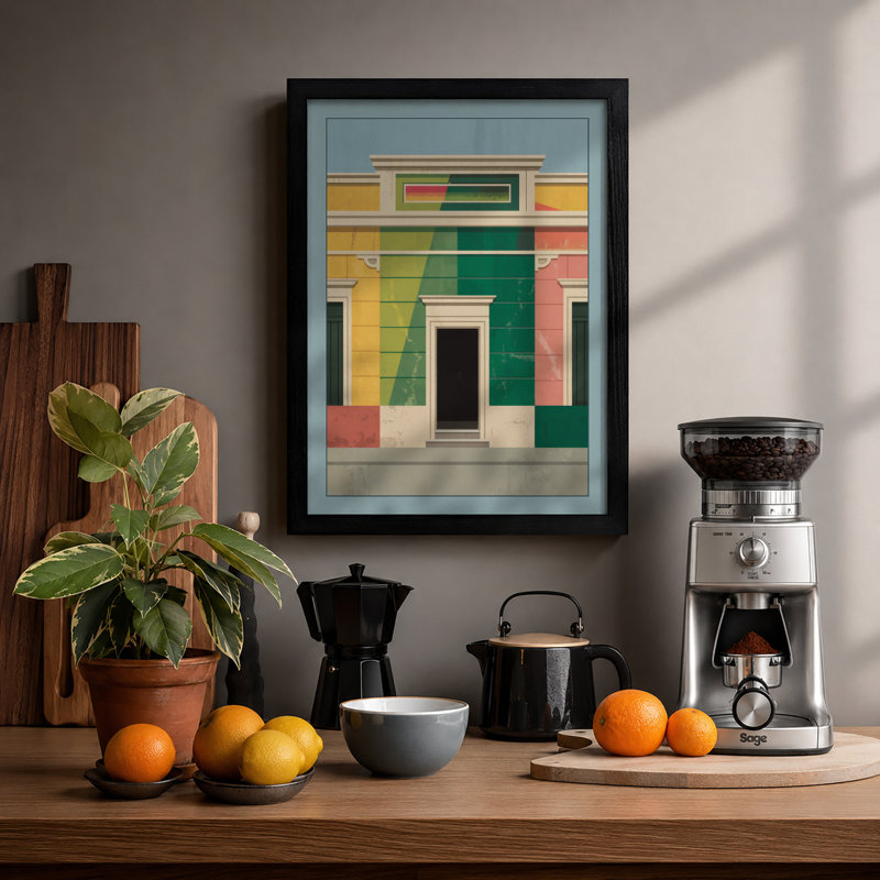 Symmetrical Facade Geometric - Print, Black, A3 - 42.0 x 29.7 cm