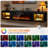 70'' Floating Fireplace Tv Stand With 36" Electric Fireplace, Led Light Entertainment Center With Storage, Wall Mounted Media Tv Console With Glass Door For Living Room-1884644843