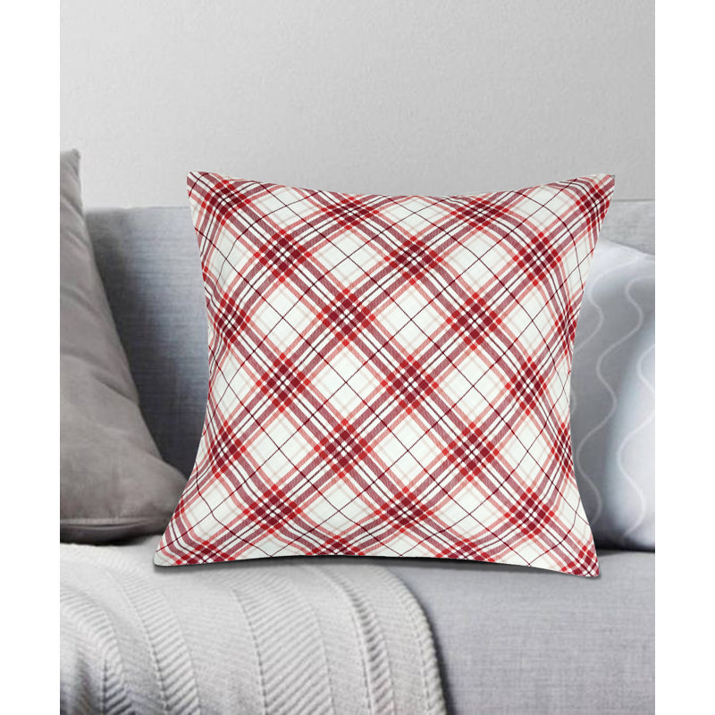 Neutral Plaid Dec Pillow 18X18, Red